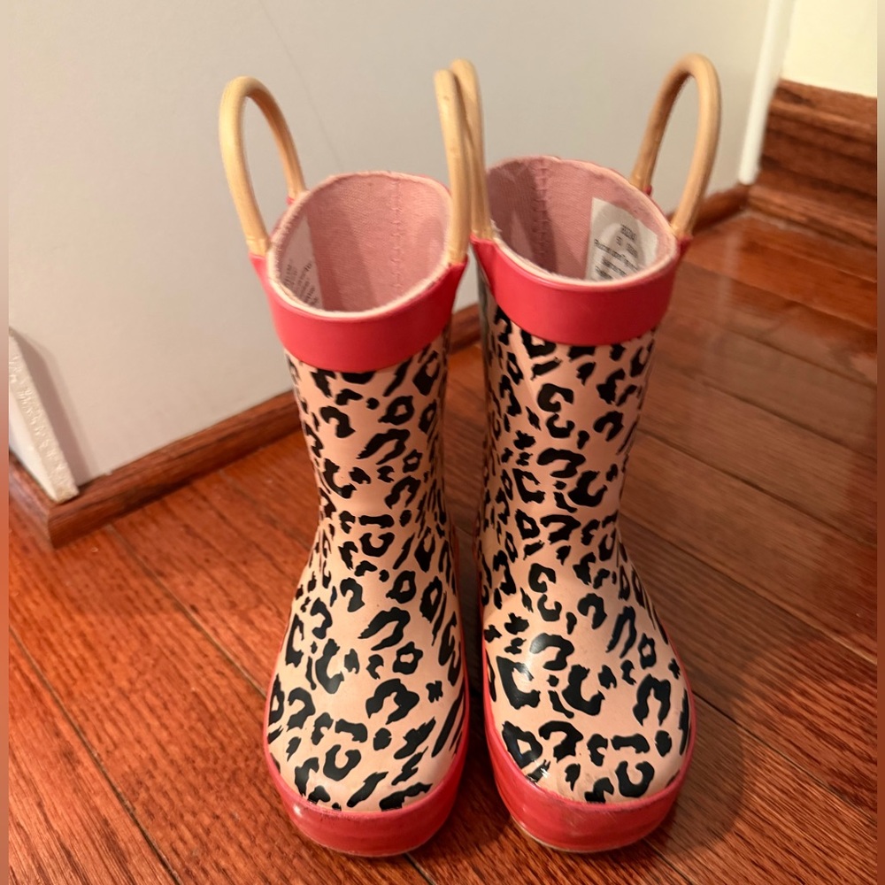 Tucker + Tate Puddle Rain Boot Size 5T in Pink Leopard - Picture 3 of 9